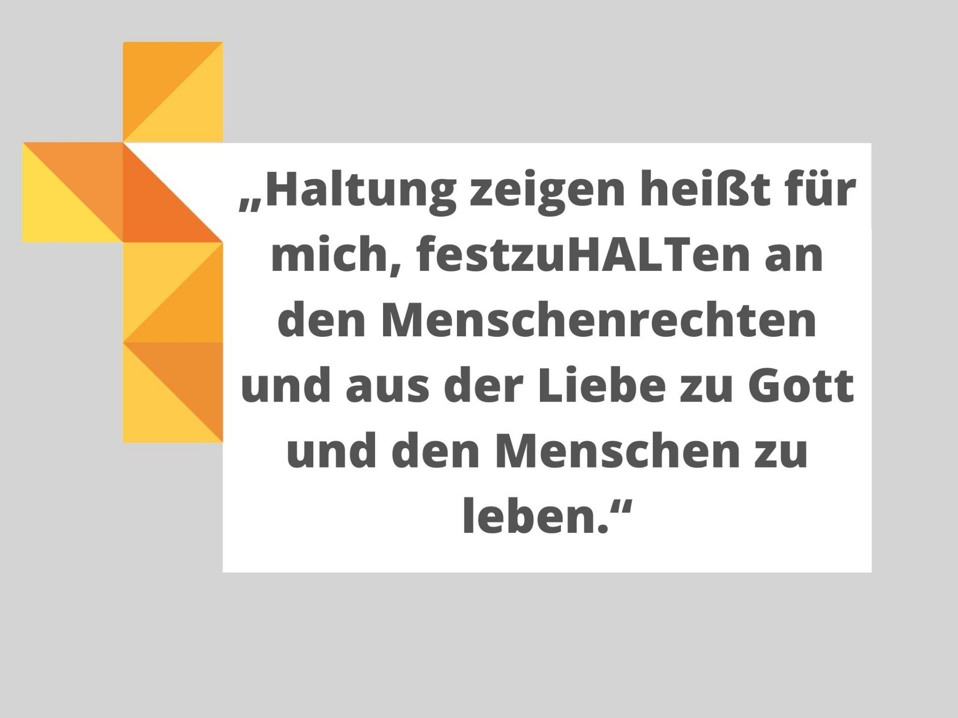 Haltung zeigen: Menschenrechte sowie die Liebe zu Gott und den Menschen gehören für Weihbischof Prof. Dr. Karlheinz Diez ganz klar dazu. Grafik: Bistum Fulda